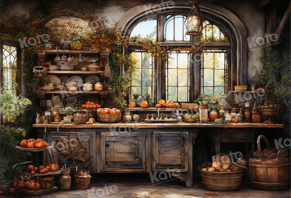Kate Retro Autumn Painted Kitchen Backdrop Designed by Emetselch - Kate Backdrop AU