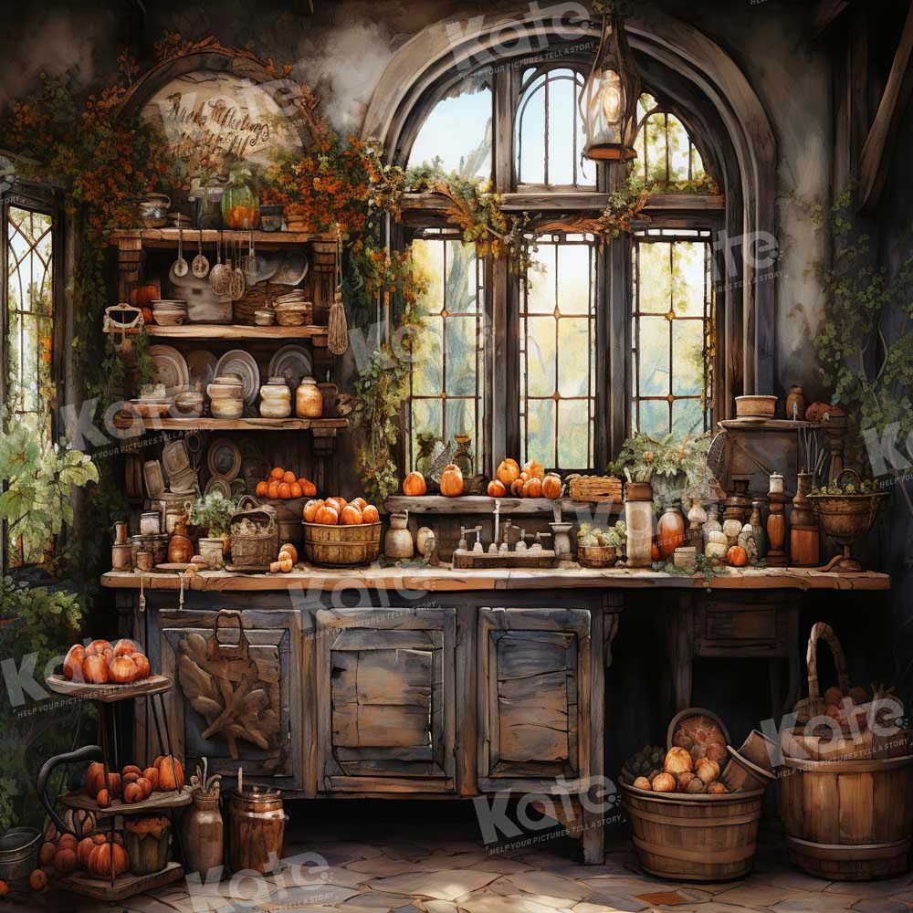 Kate Retro Autumn Painted Kitchen Backdrop Designed by Emetselch - Kate Backdrop AU