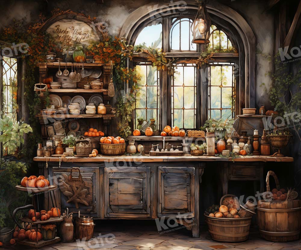 Kate Retro Autumn Painted Kitchen Backdrop Designed by Emetselch - Kate Backdrop AU