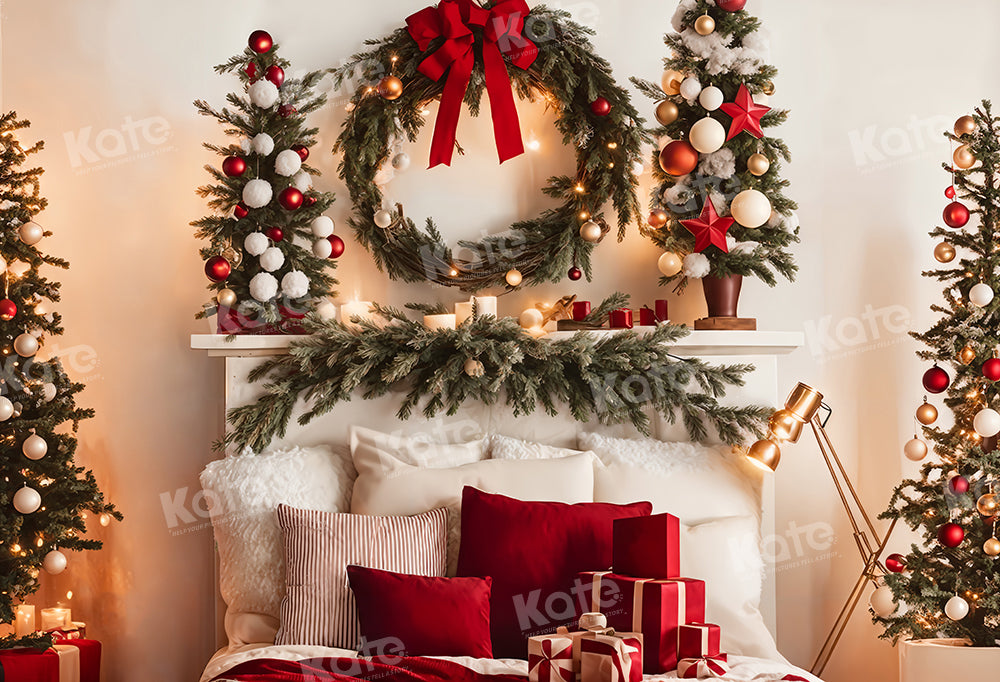 Kate Warm Christmas Backdrop Headboard Tree for Photography