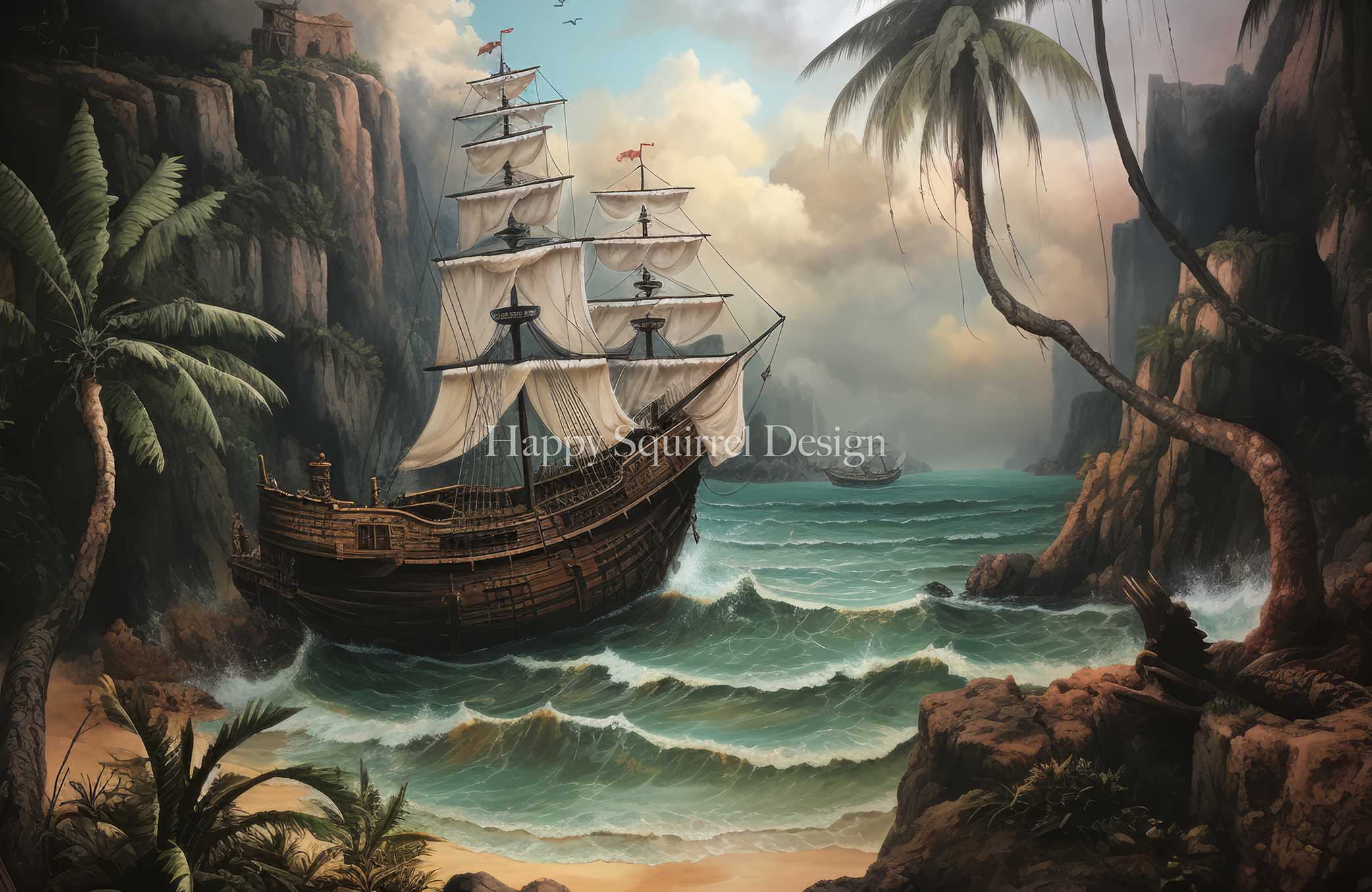 Kate Shipwreck Sea Boat Backdrop Designed by Happy Squirrel Design