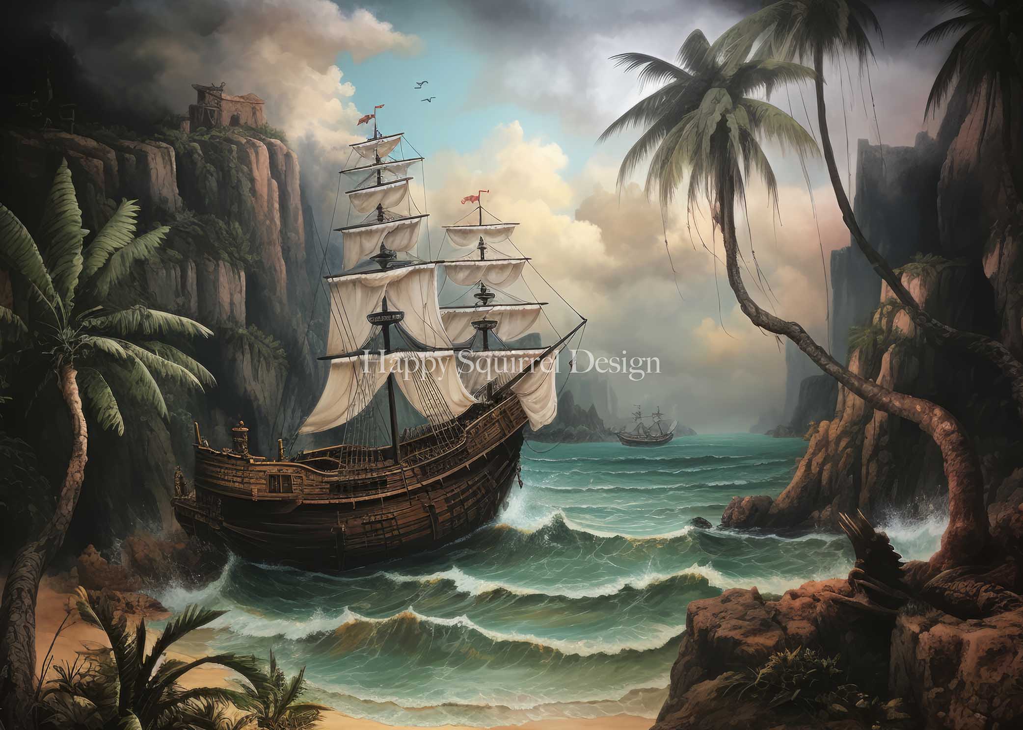 Kate Shipwreck Sea Boat Backdrop Designed by Happy Squirrel Design