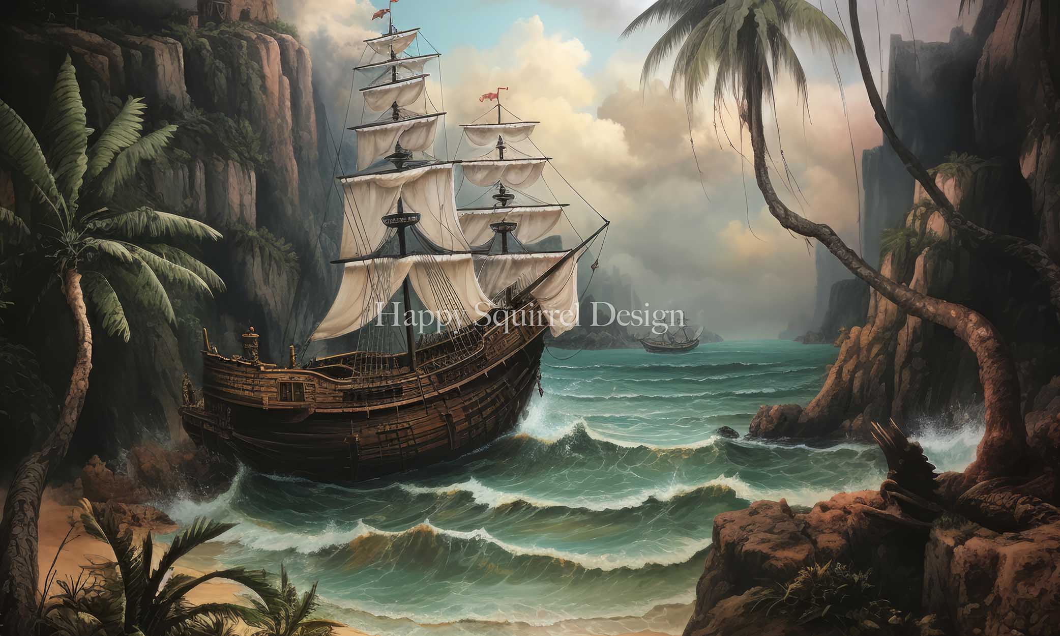 Kate Shipwreck Sea Boat Backdrop Designed by Happy Squirrel Design