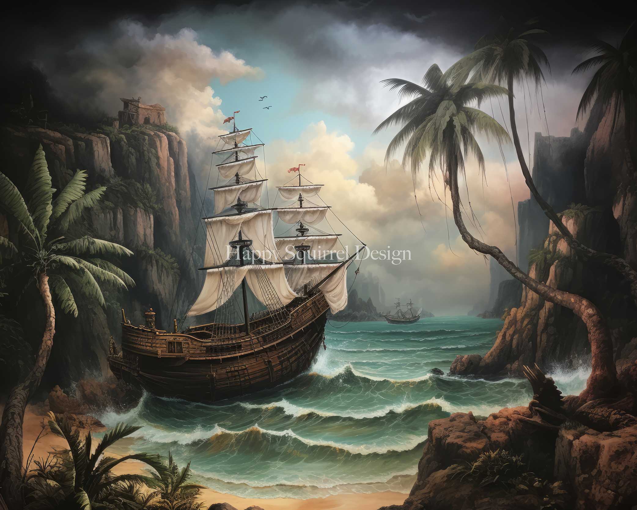 Kate Shipwreck Sea Boat Backdrop Designed by Happy Squirrel Design