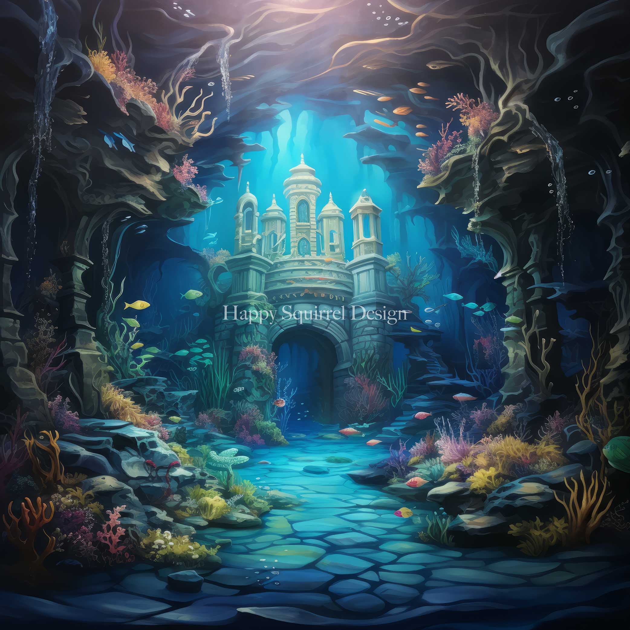 Kate Underwater Castle Backdrop Designed by Happy Squirrel Design - Kate Backdrop AU