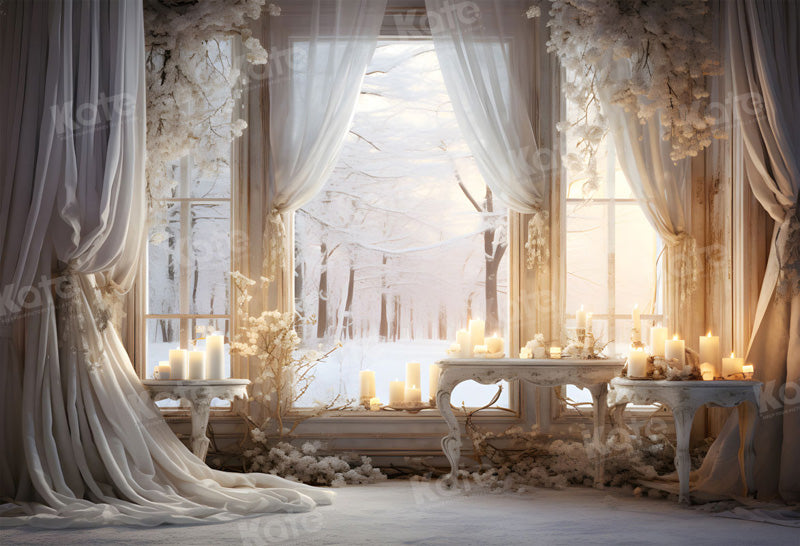 Kate Winter White Elegant Communion Candle Backdrop for Photography - Kate Backdrop AU