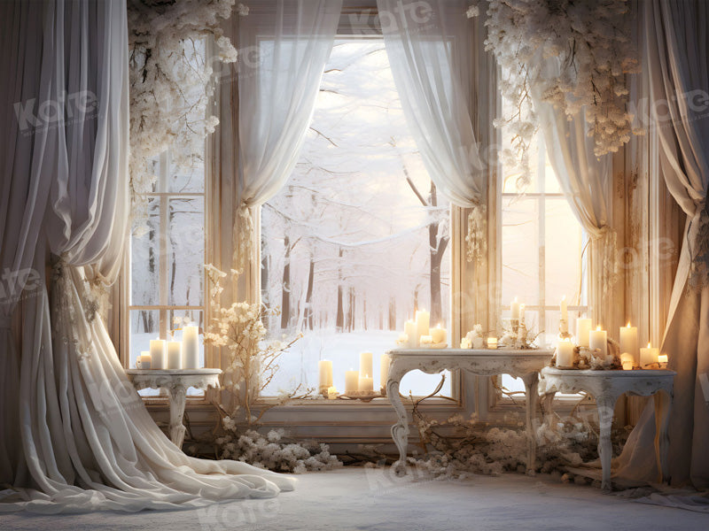 Kate Winter White Elegant Communion Candle Backdrop for Photography - Kate Backdrop AU