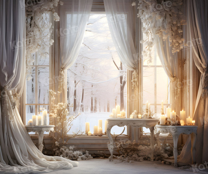Kate Winter White Elegant Communion Candle Backdrop for Photography - Kate Backdrop AU