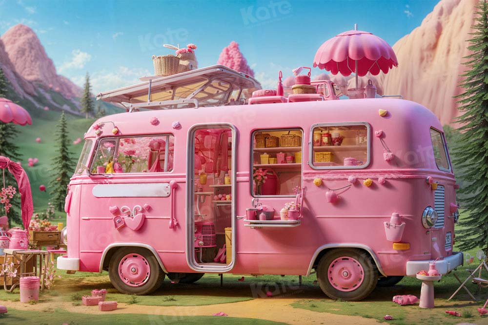 Kate Doll Picnic Pink Bus Backdrop Dsigned by Emetselch