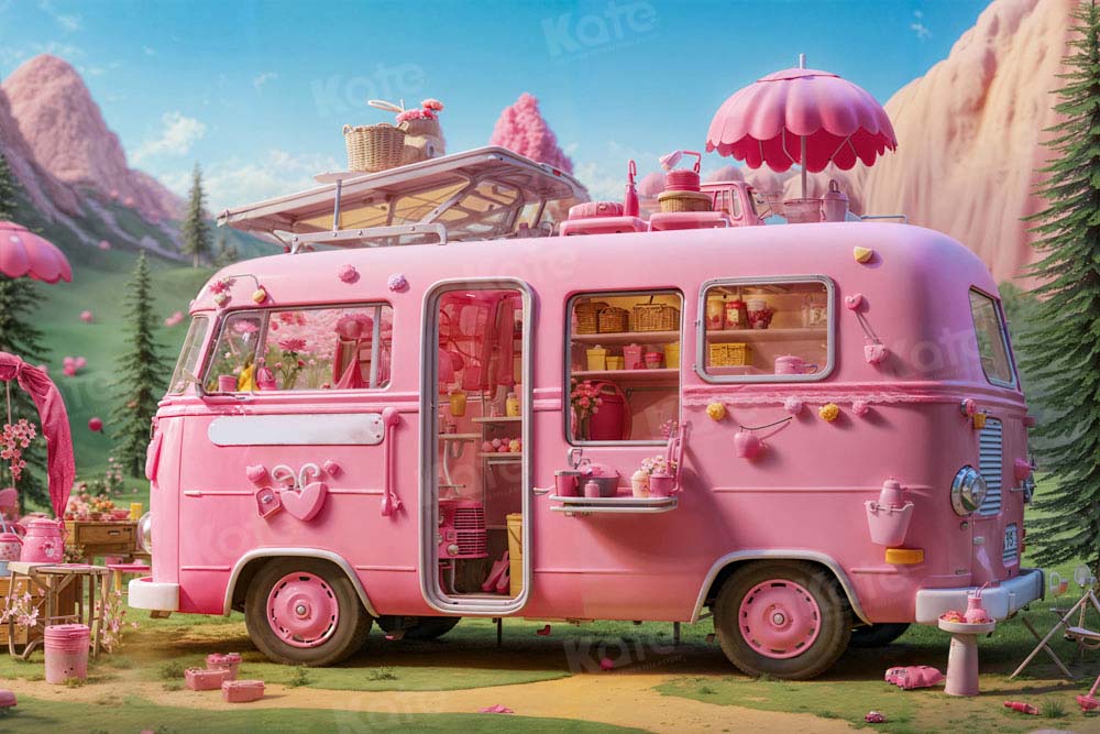 Kate Doll Picnic Pink Bus Backdrop Dsigned by Emetselch - Kate Backdrop AU