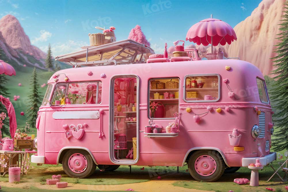 Kate Doll Picnic Pink Bus Backdrop Dsigned by Emetselch - Kate Backdrop AU