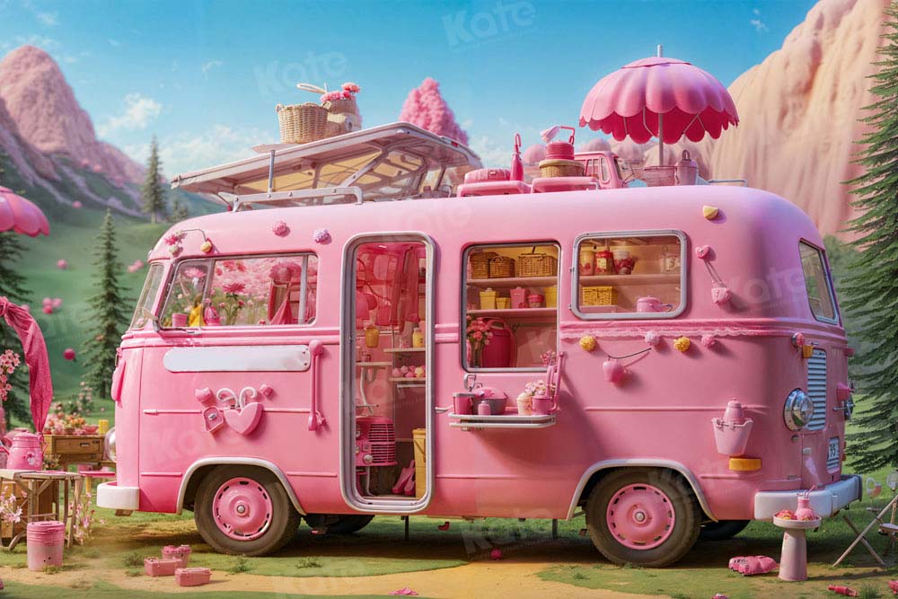 Kate Doll Picnic Pink Bus Backdrop Dsigned by Emetselch