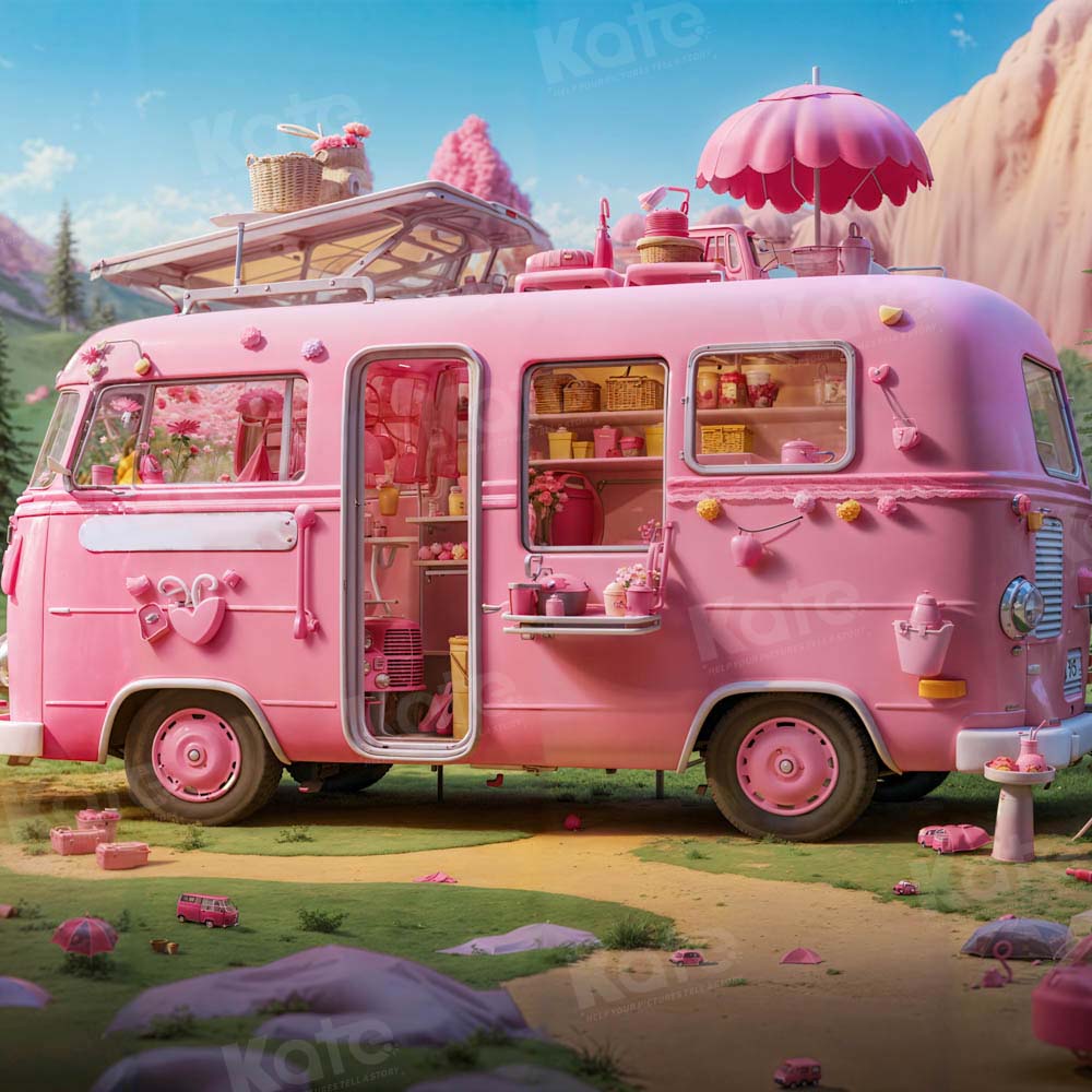 Kate Doll Picnic Pink Bus Backdrop Dsigned by Emetselch - Kate Backdrop AU