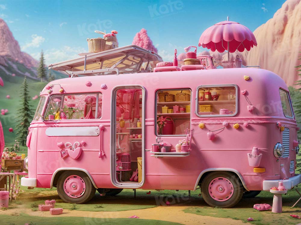 Kate Doll Picnic Pink Bus Backdrop Dsigned by Emetselch - Kate Backdrop AU