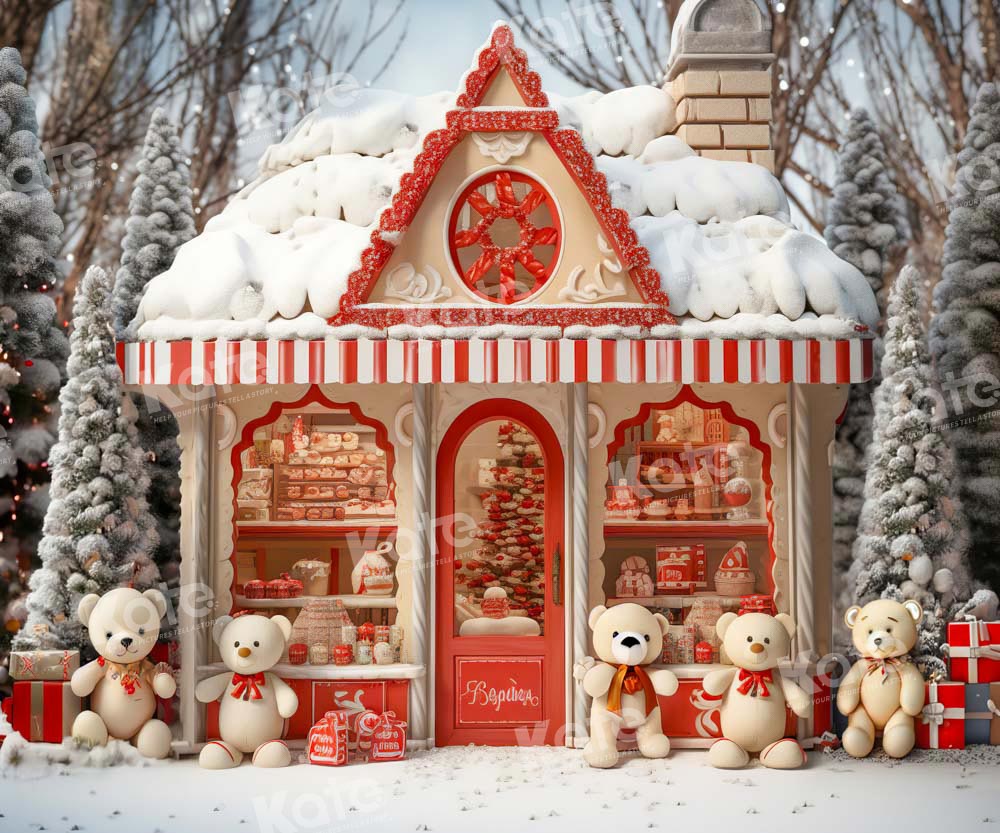 Kate Christmas Tree Snow Bear Backdrop Designed by Emetselch - Kate Backdrop AU