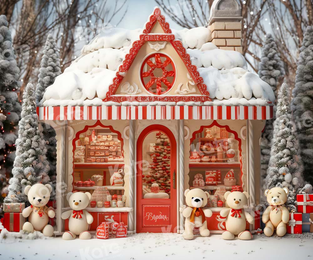 Kate Christmas Tree Snow Bear Backdrop Designed by Emetselch