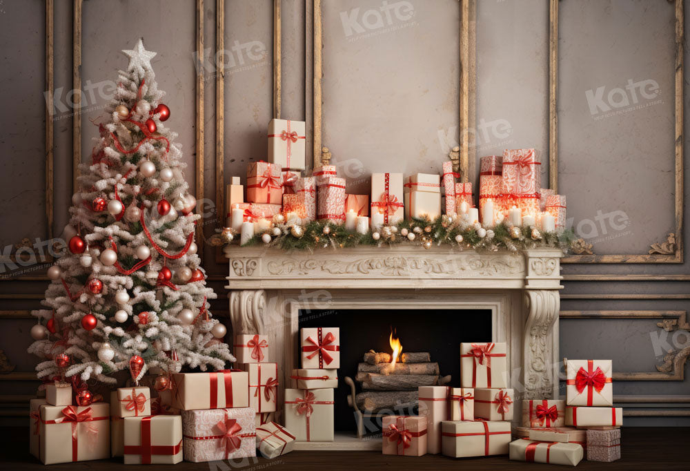 Kate Christmas Tree Presents Fireplace Backdrop Designed by Emetselch - Kate Backdrop AU