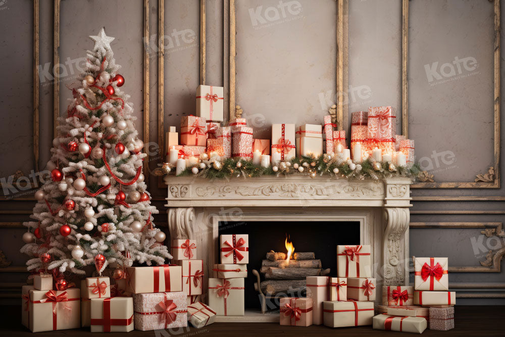 Kate Christmas Tree Presents Fireplace Backdrop Designed by Emetselch - Kate Backdrop AU