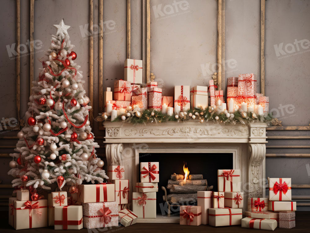 Kate Christmas Tree Presents Fireplace Backdrop Designed by Emetselch - Kate Backdrop AU