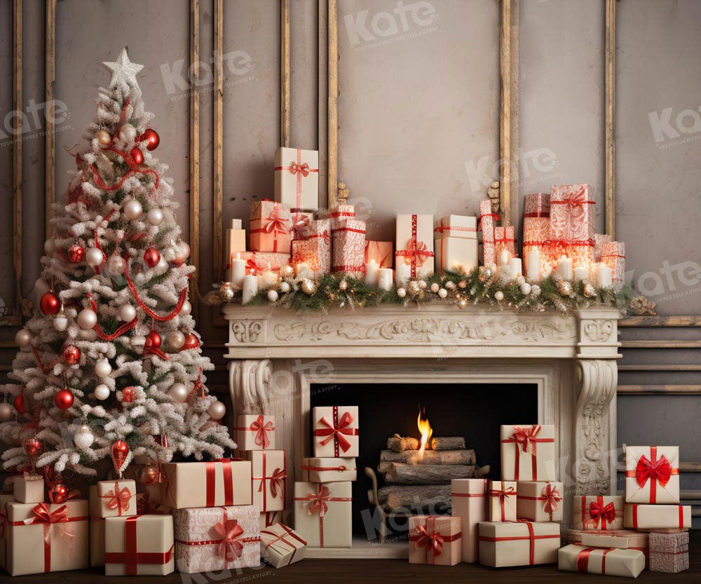 Kate Christmas Tree Presents Fireplace Backdrop Designed by Emetselch - Kate Backdrop AU
