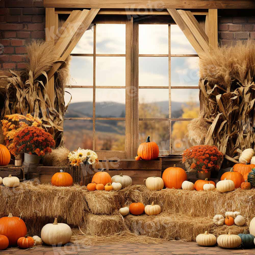 Kate Autumn Pumpkin Barn Backdrop Designed by Emetselch