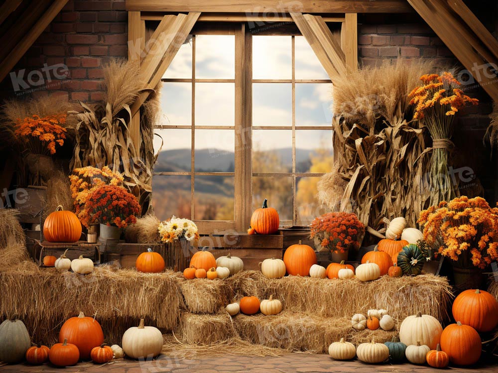 Kate Autumn Pumpkin Barn Backdrop Designed by Emetselch