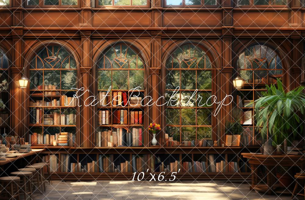 Kate Back to School Book Library Window Backdrop Designed by Chain Photography - Kate Backdrop AU
