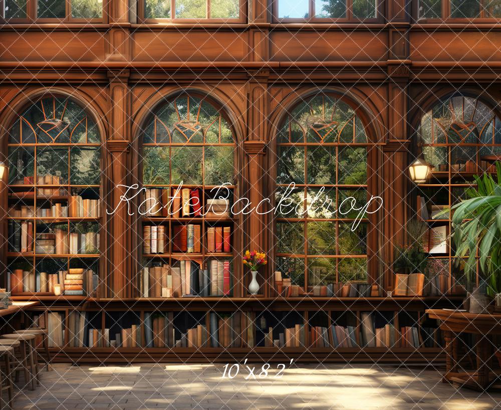 Kate Back to School Book Library Window Backdrop Designed by Chain Photography - Kate Backdrop AU