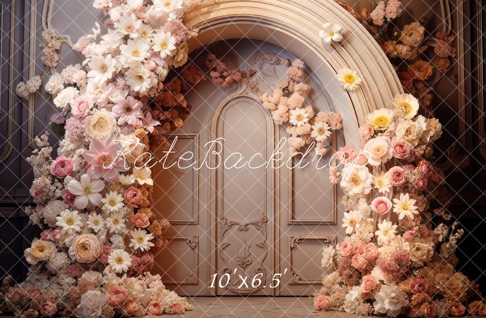 Kate Spring Flowers Arched Door Backdrop Designed by Emetselch - Kate Backdrop AU