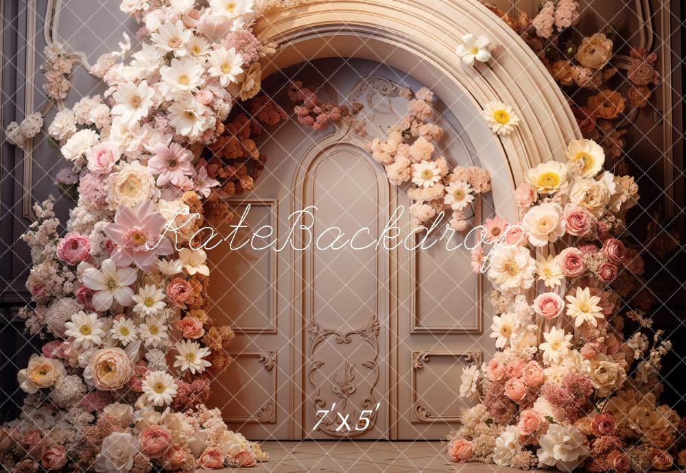 Kate Spring Flowers Arched Door Backdrop Designed by Emetselch - Kate Backdrop AU