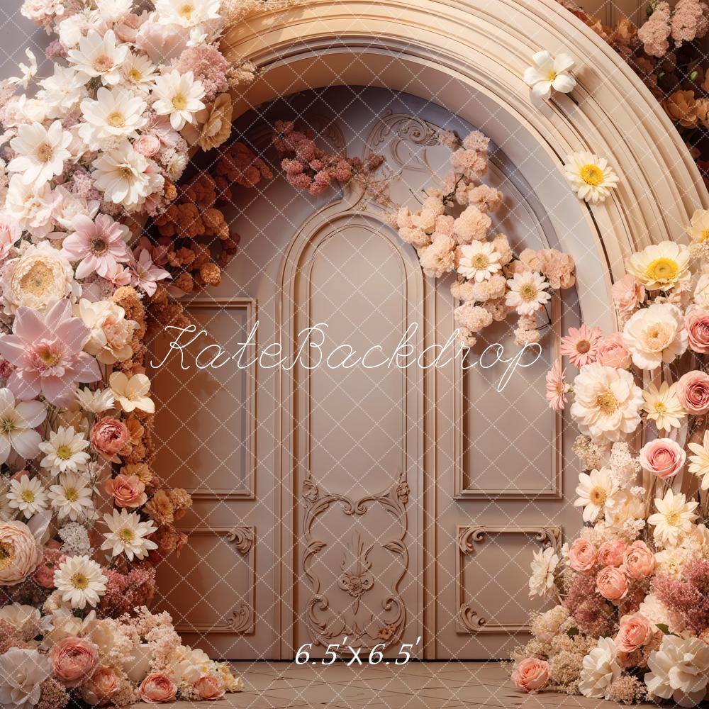 Kate Spring Flowers Arched Door Backdrop Designed by Emetselch - Kate Backdrop AU