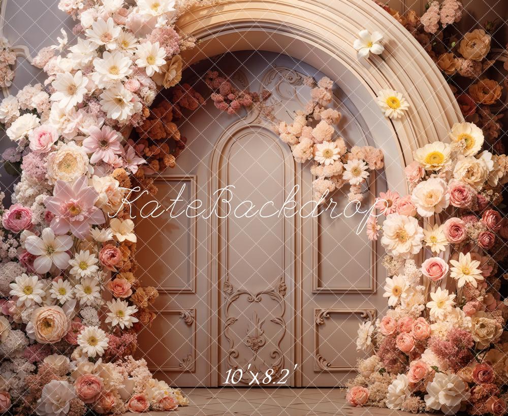 Kate Spring Flowers Arched Door Backdrop Designed by Emetselch - Kate Backdrop AU