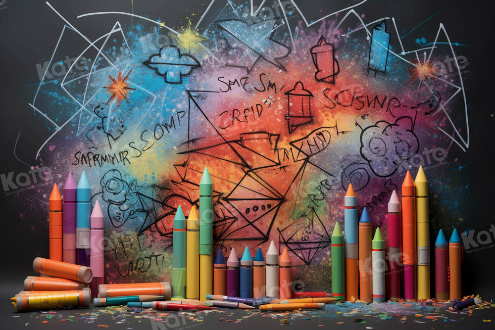 Kate Back to School Doodle Crayons Backdrop Designed by Emetselch