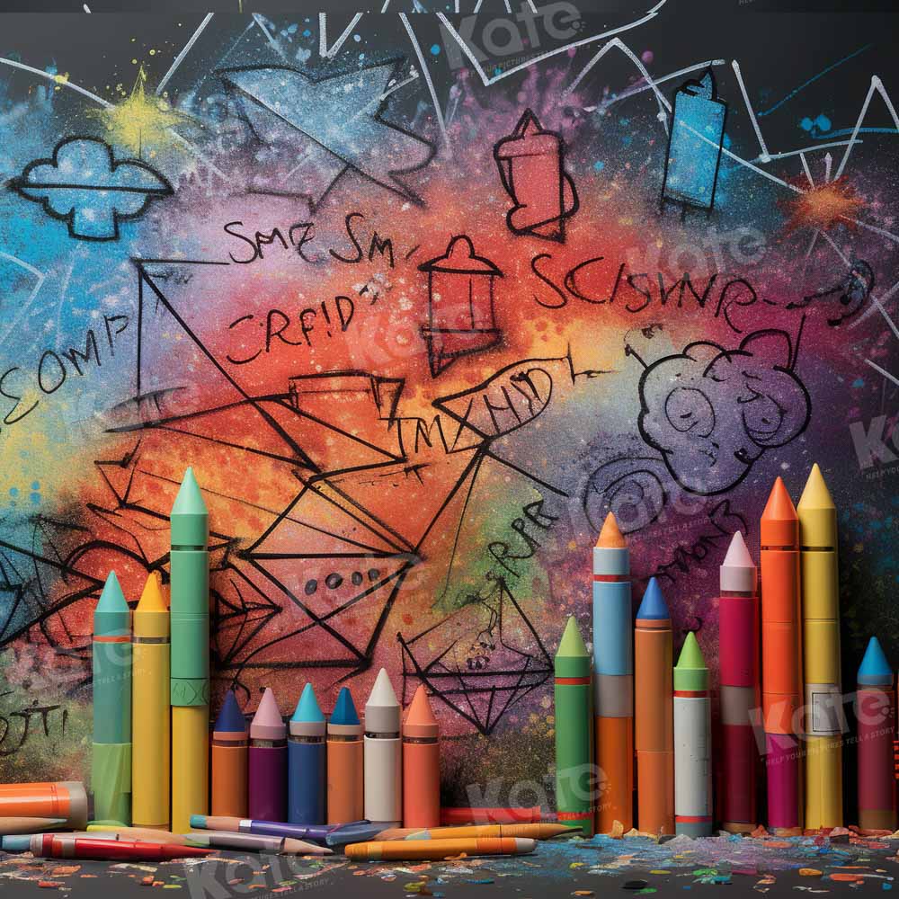 Kate Back to School Doodle Crayons Backdrop Designed by Emetselch