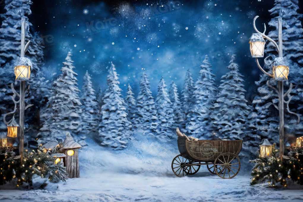 Kate Winter Snow Christmas Tree Backdrop for Photography - Kate Backdrop AU