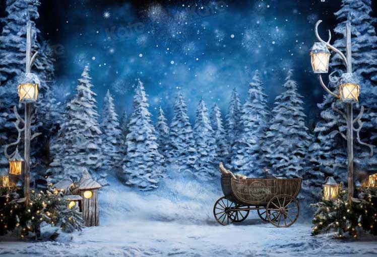 Kate Winter Snow Christmas Tree Backdrop for Photography - Kate Backdrop AU