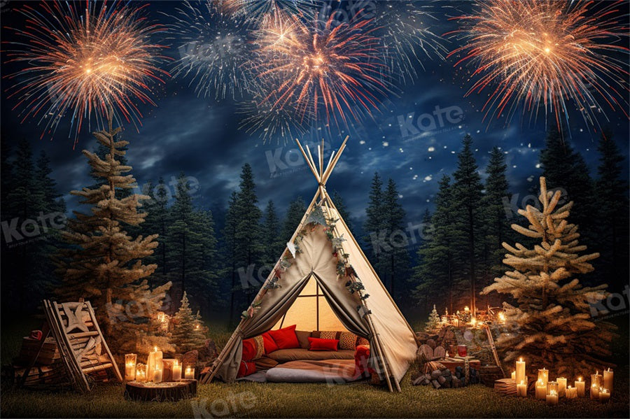 Kate Fireworks Camping Forest Backdrop for Photography