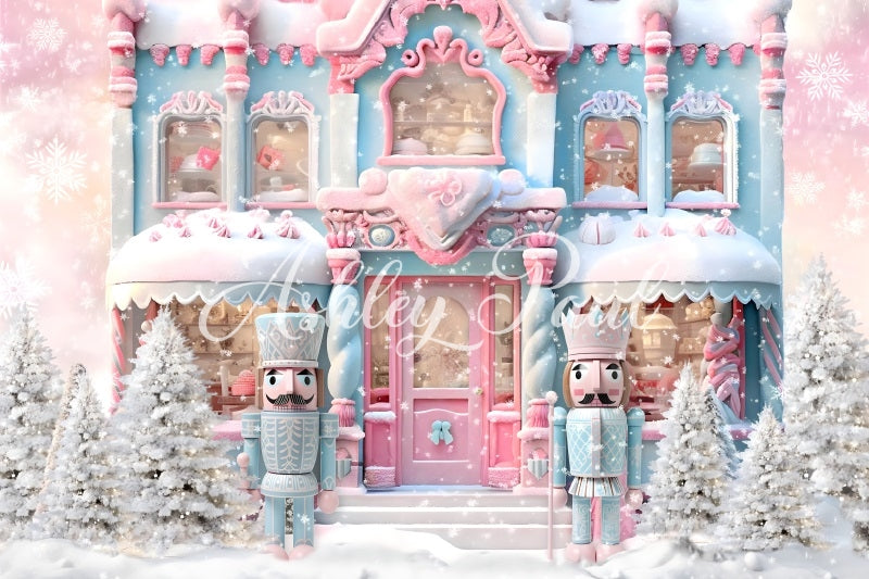Kate Pink Christmas Nutcracker House Backdrop Designed by Ashley Paul - Kate Backdrop AU