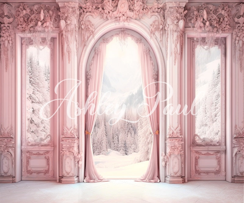 Kate Light Pink Winter Snow Backdrop Designed by Ashley Paul - Kate Backdrop AU