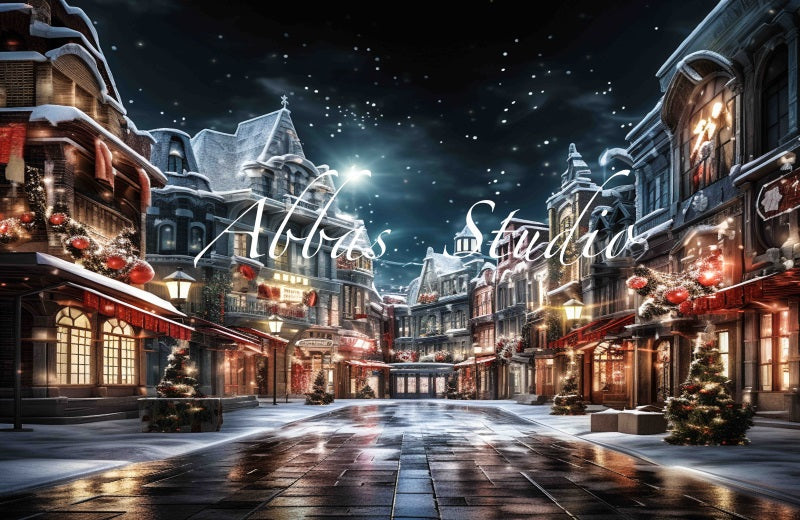 Kate Christmas Night City Street Backdrop Designed by Abbas Studio - Kate Backdrop AU