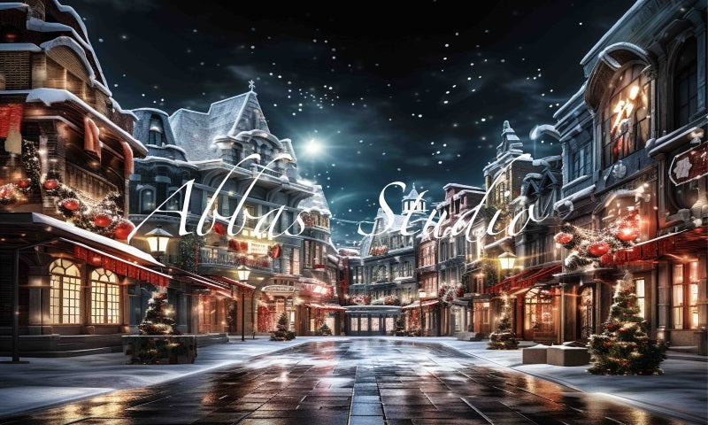 Kate Christmas Night City Street Backdrop Designed by Abbas Studio - Kate Backdrop AU