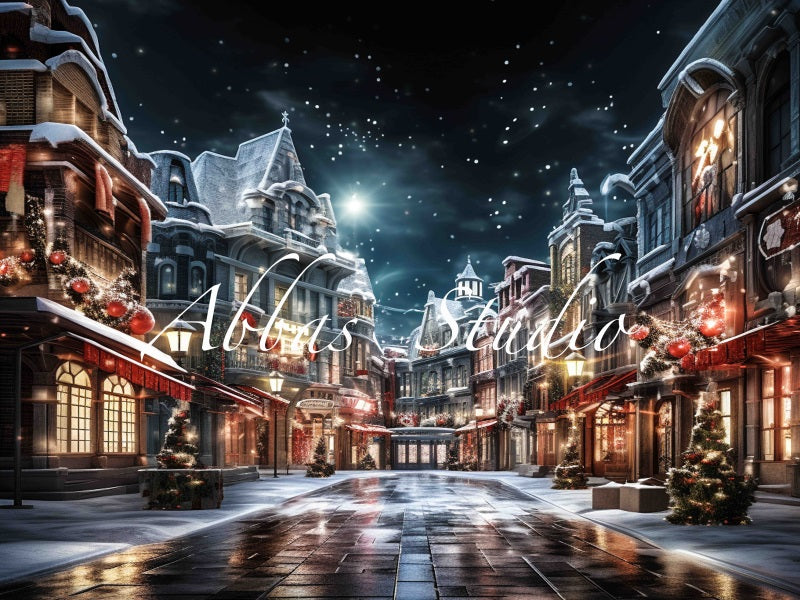 Kate Christmas Night City Street Backdrop Designed by Abbas Studio - Kate Backdrop AU