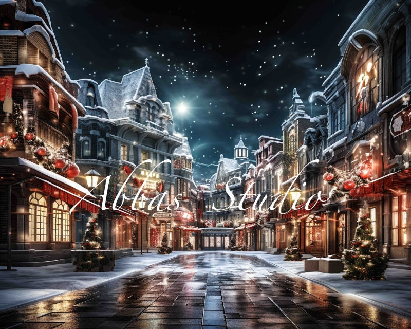 Kate Christmas Night City Street Backdrop Designed by Abbas Studio - Kate Backdrop AU