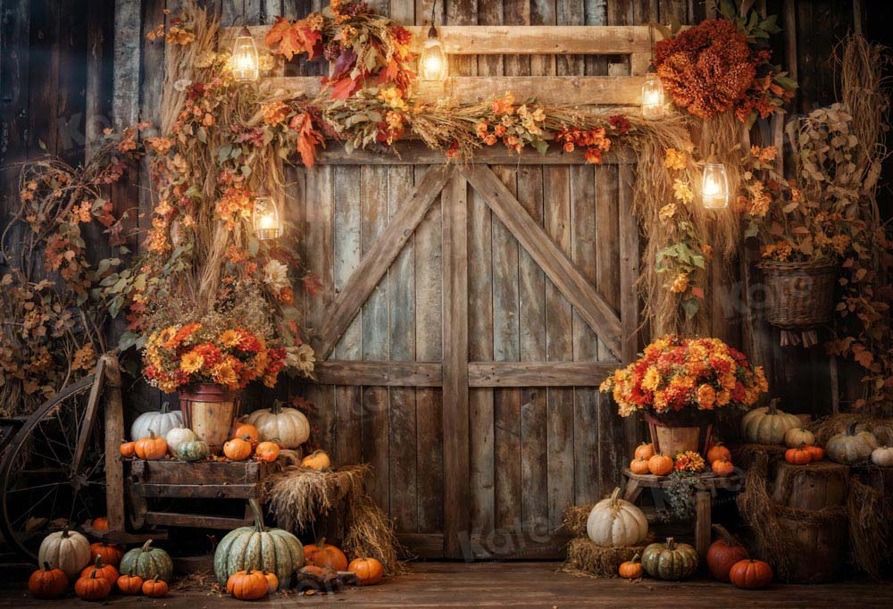 Kate Autumn Leaves Retro Barn Backdrop Designed by Emetselch - Kate Backdrop AU
