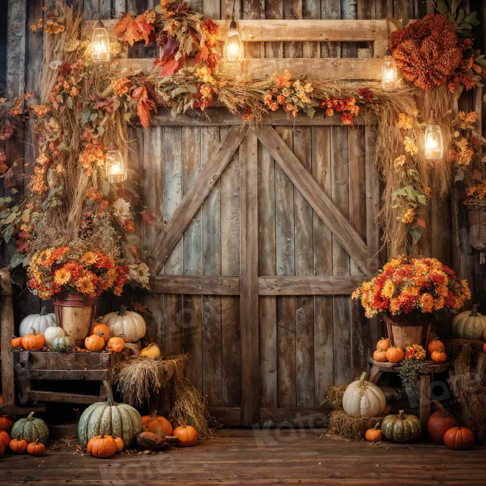 Kate Autumn Leaves Retro Barn Backdrop Designed by Emetselch