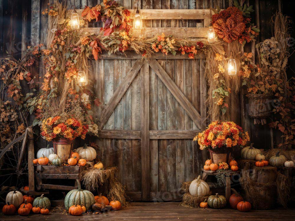 Kate Autumn Leaves Retro Barn Backdrop Designed by Emetselch - Kate Backdrop AU
