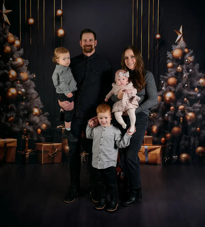 Kate Dark Christmas Tree and Wall Backdrop+Dark Abstract Texture Floor Backdrop for Photography - Kate Backdrop AU