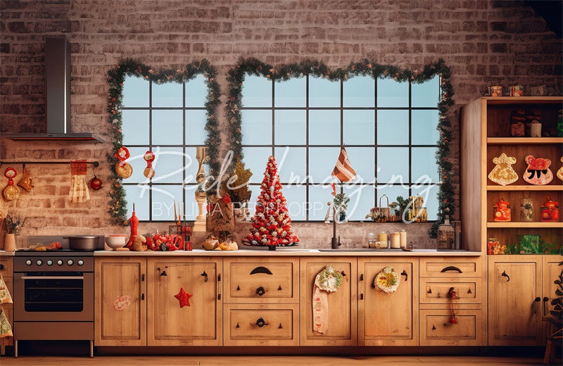 Kate Christmas Kitchen Backdrop Designed by Lidia Redekopp - Kate Backdrop AU