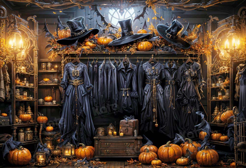 Kate Halloween Magic Pumpkin Cloakroom Backdrop Designed by Emetselch