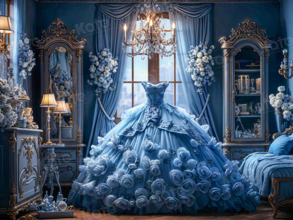 Kate Blue Dress Bedroom Backdrop Flower Designed by GQ